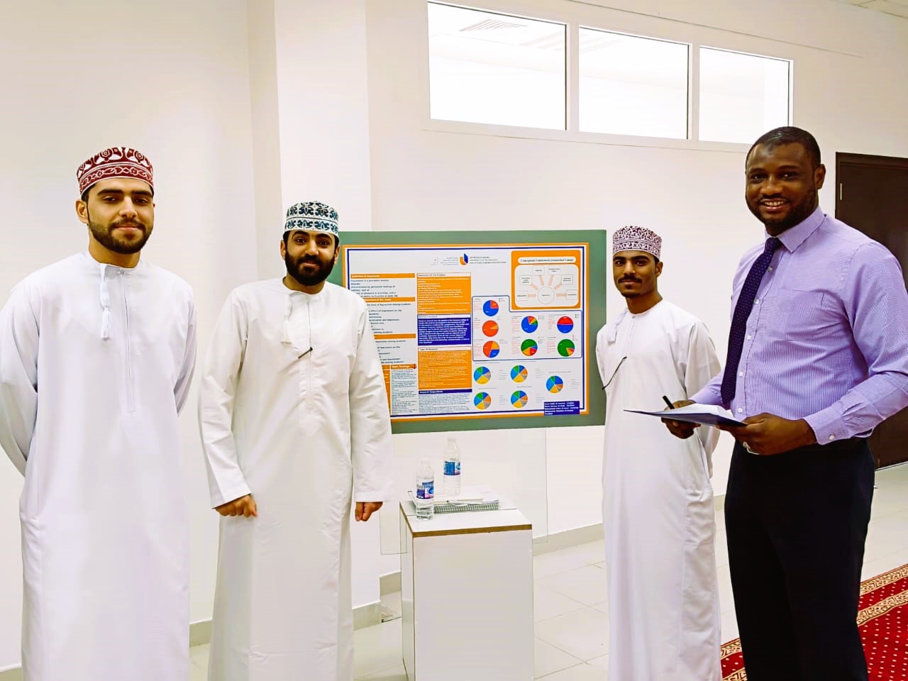 Dr. AK SHEHU  with students at a research poster exhibition